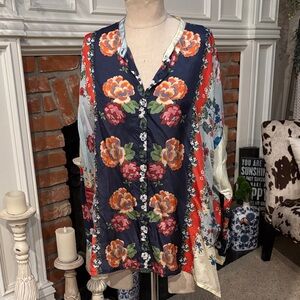 Johnny Was Multicolor Floral Blouse